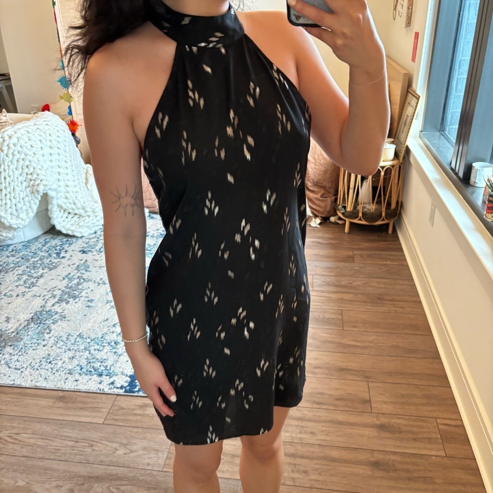 Flynn Skye Revolve black halter backless shift dress size small